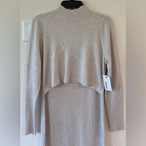 Sonoma Women’s Beige Ribbed Long Sleeve Maternity Dress NWT Size Maternity L - Picture 6 of 7